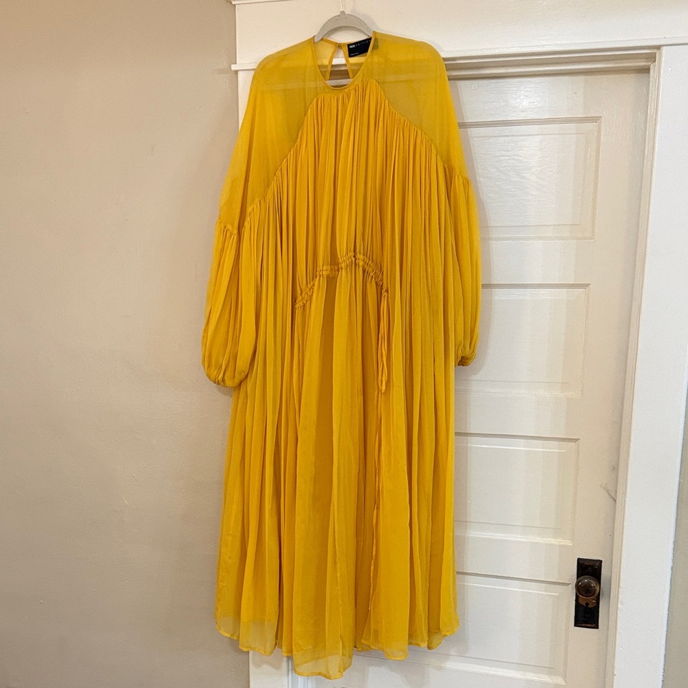 ASOS Mustard Yellow Flowy Long Sleeve Dress Sz 4